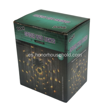 Luces web de Spider Halloween 60 LED con araña negra